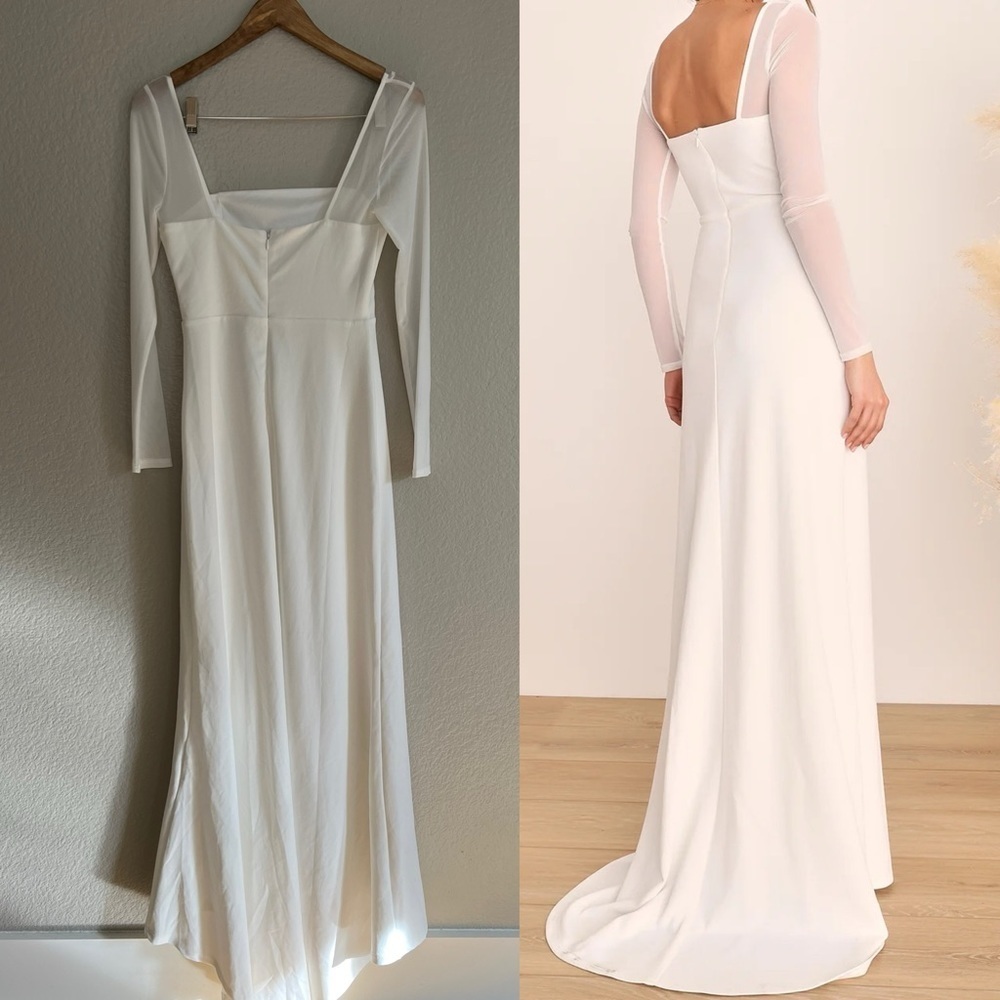 Lovingly Yours White Mesh Long Sleeve Maxi Dress - Picture 4 of 9